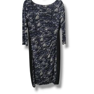 Black Label by Evan-Picone Blue & Black 3/4 Sleeve Sheath Dress Women’s Size 8